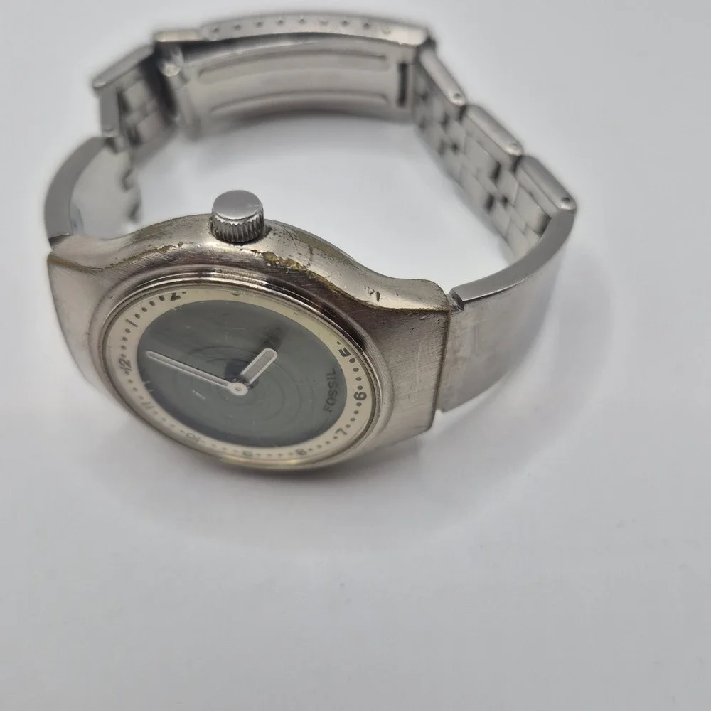 Fossil Mens Watch Stainless Steel Green Dial Quartz Watch JR7859 Needs Battery
